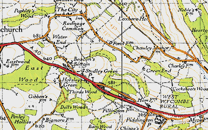 Old map of Studley Green in 1947