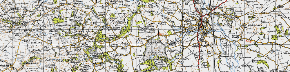 Old map of Studley Royal in 1947