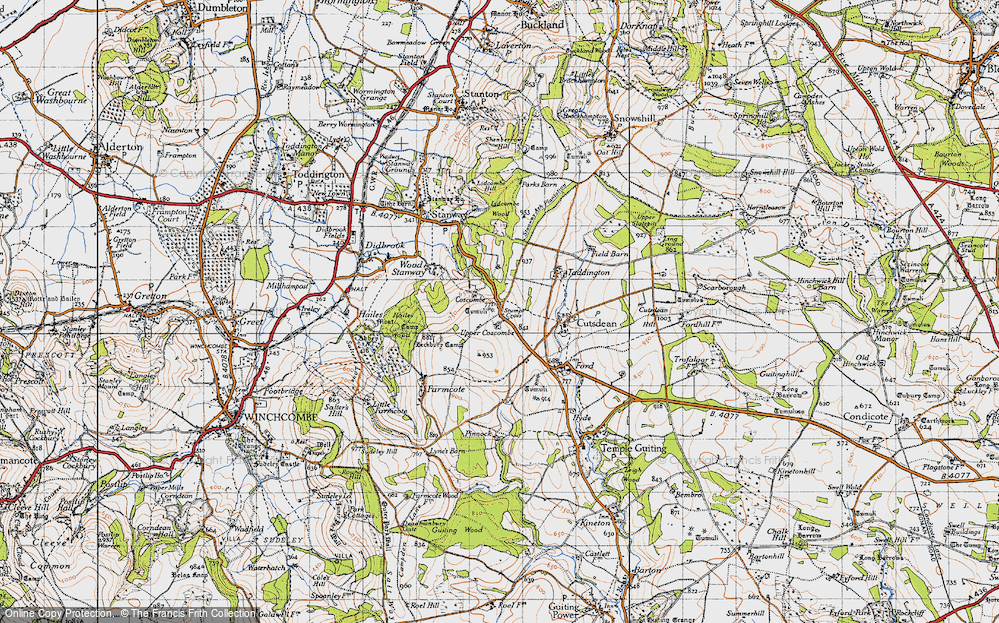 Old Map of Historic Map covering Lower Coscombe in 1946