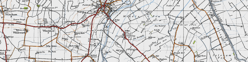 Old map of Stuntney in 1946