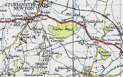 Old map of Sturminster Common in 1945