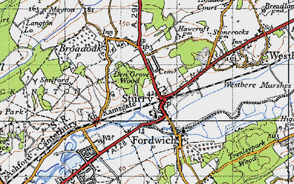 Old map of Sturry in 1947