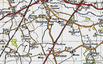 Old map of Stuston in 1946