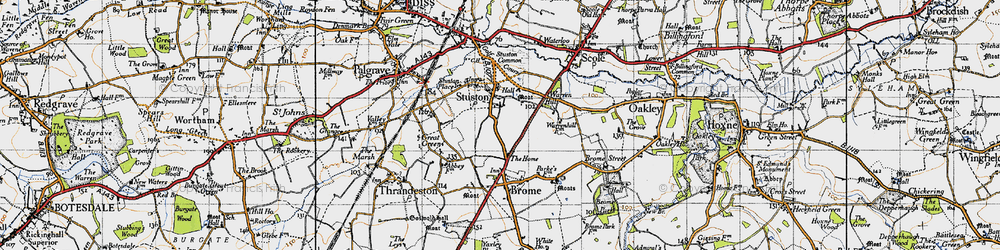 Old map of Stuston in 1946
