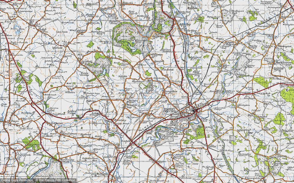 Old Map of Historic Map covering Audley Brow in 1947