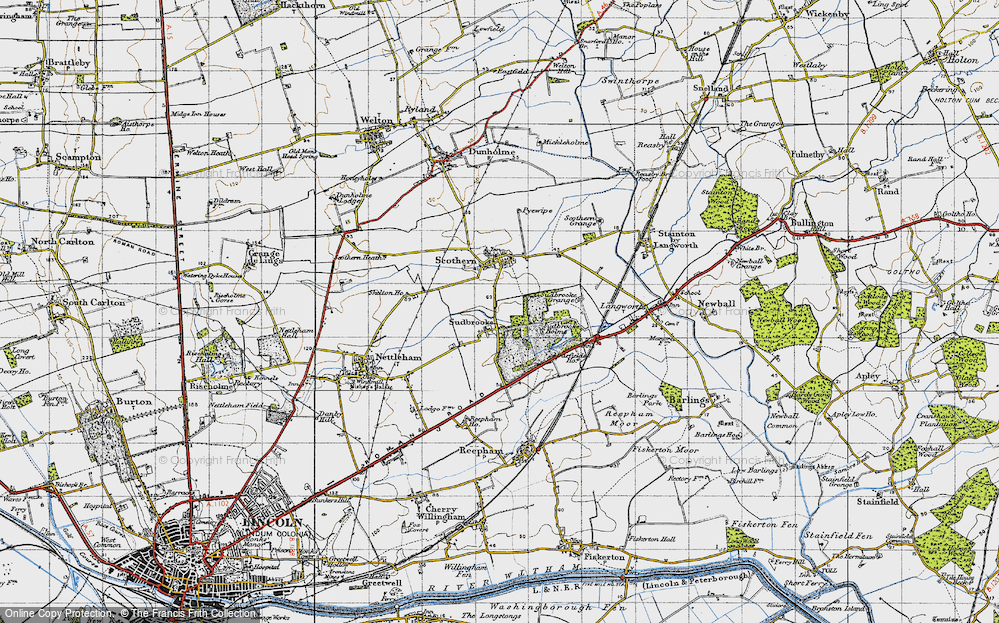 Old Map of Historic Map covering Barfield Ho in 1947