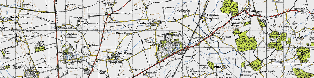 Old map of Sudbrooke in 1947