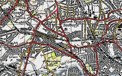 Old map of Sudbury in 1945