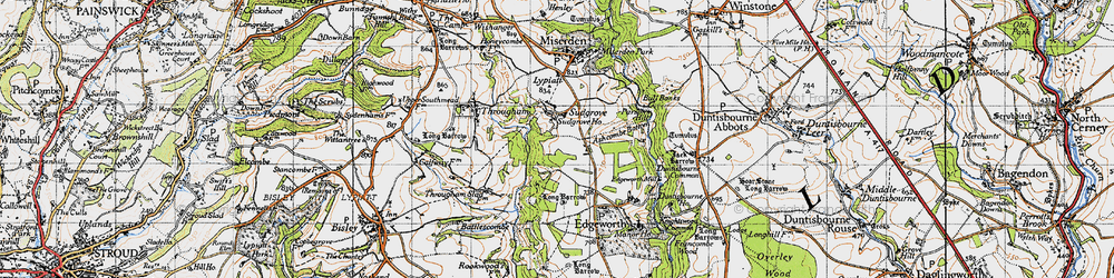 Old map of Sudgrove in 1946