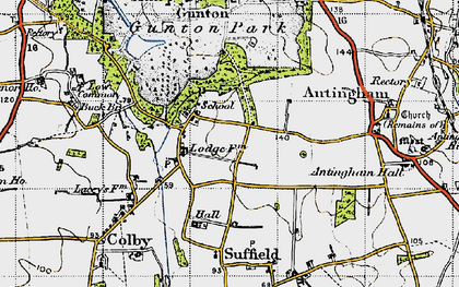 Old map of Suffield in 1945