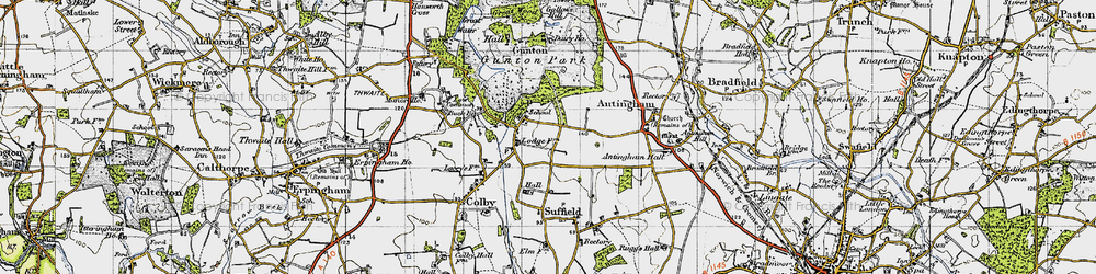 Old map of Suffield in 1945