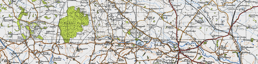 Old map of Sugnall in 1946