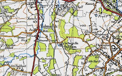 Old map of Sulham in 1947