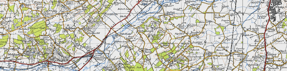Old map of Sulhamstead in 1945