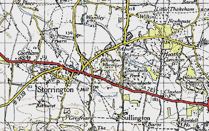 Old map of Sullington Warren in 1940
