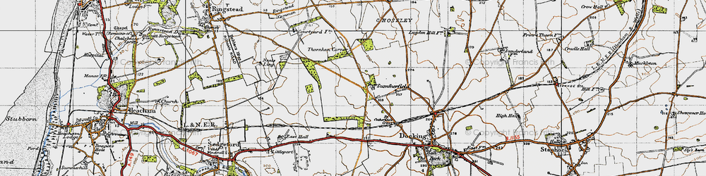 Old map of Burntstalk in 1946