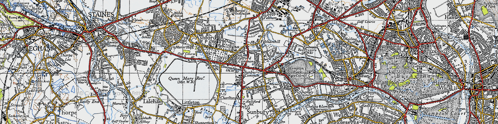 Old map of Sunbury Common in 1940
