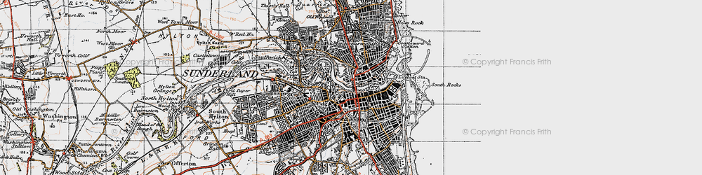Old map of Sunderland in 1947