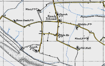 Old map of Sunk Island in 1947