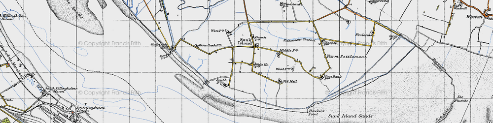 Old map of Sunk Island in 1947