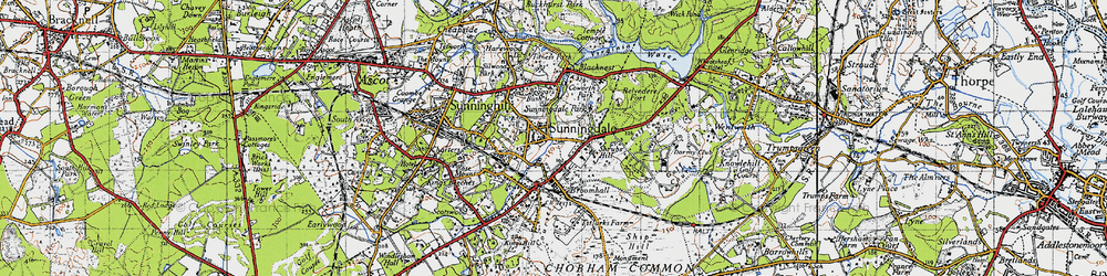 Old map of Sunningdale in 1940