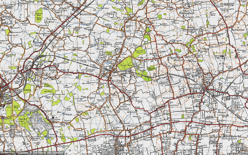 Old Map of Historic Map covering Ramsden Hall School in 1946