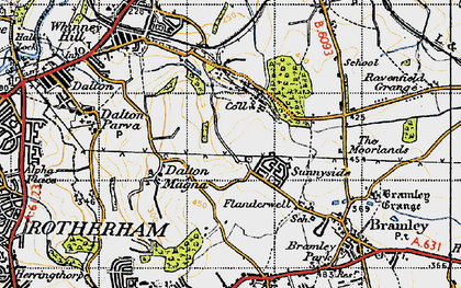Old map of Flanderwell in 1947