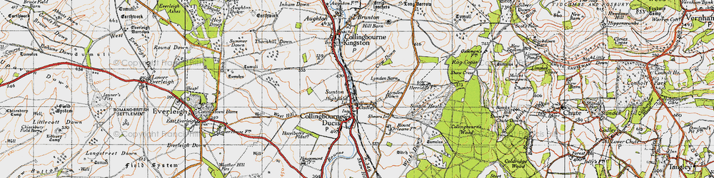 Old map of Sunton in 1940