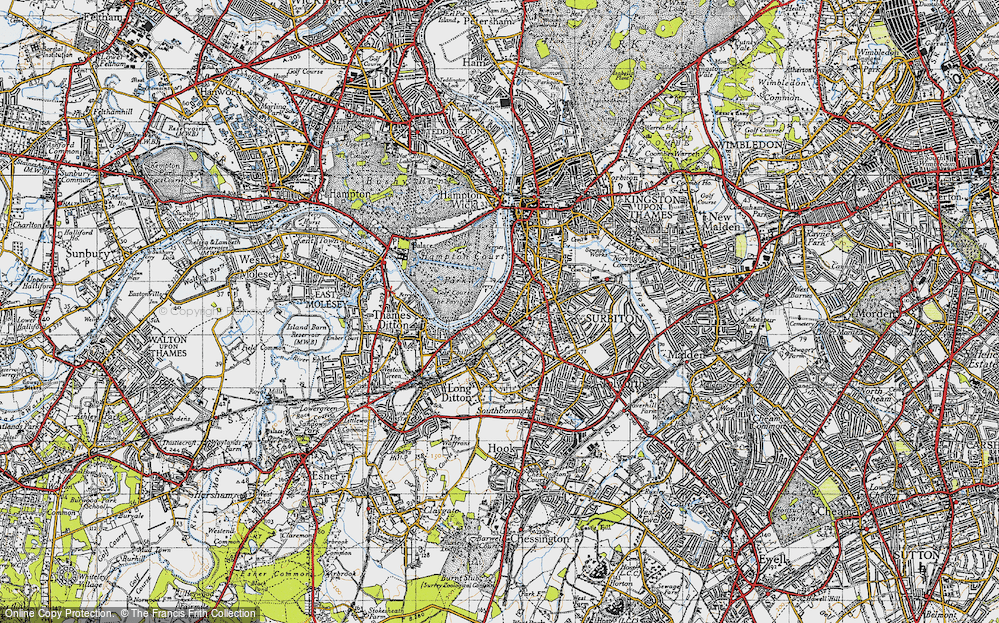 Old Map of Surbiton, 1945 in 1945