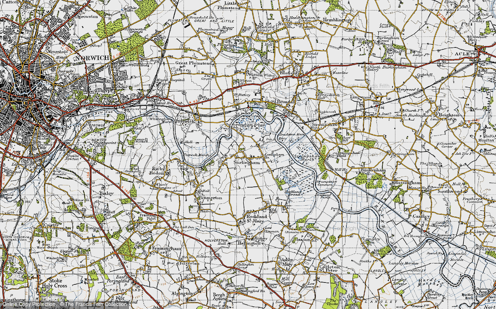 Old Map of Surlingham, 1945 in 1945