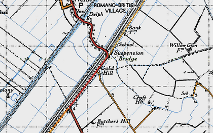 Old map of Suspension Bridge in 1946