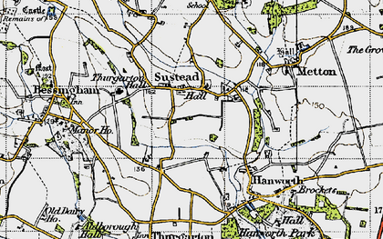Old map of Sustead in 1945