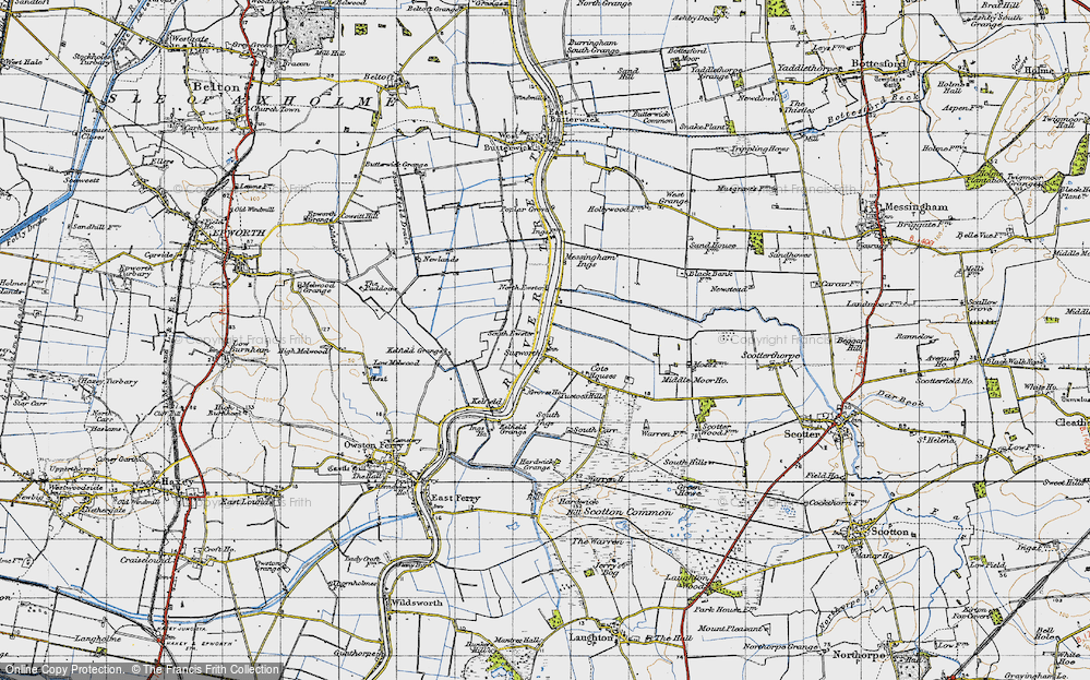 Old Map of Historic Map covering River Trent in 1947