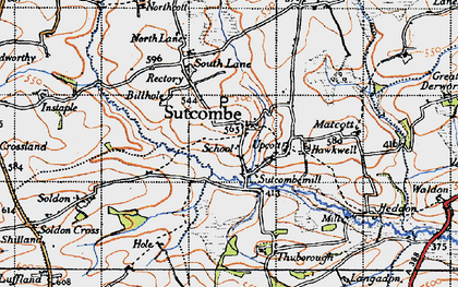 Old map of Sutcombe in 1946