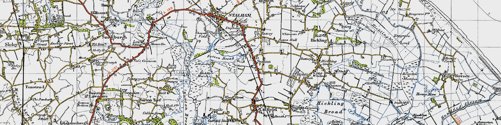 Old map of Sutton in 1945