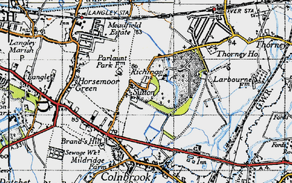 Old map of Sutton in 1945