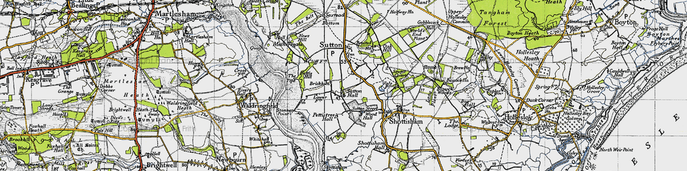 Old map of Broxtead Ho in 1946