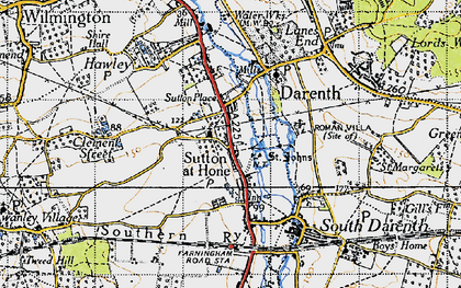 Old map of Sutton at Hone in 1946