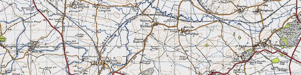 Old map of Sutton Bassett in 1946