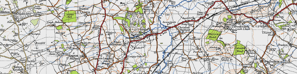 Old map of Sutton Benger in 1947