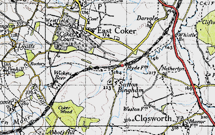 Old map of Sutton Bingham in 1945