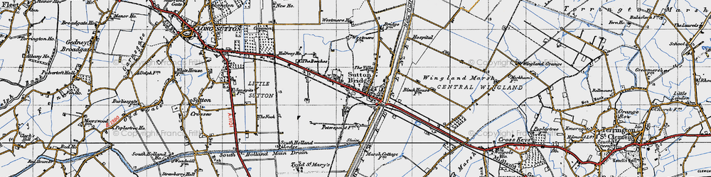 Old map of Sutton Bridge in 1946