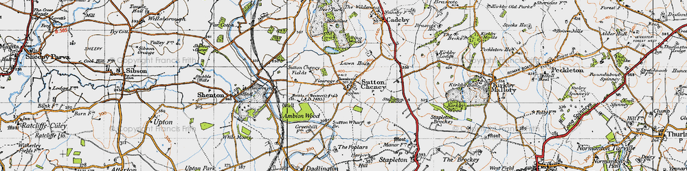 Old map of Ambion Hill in 1946