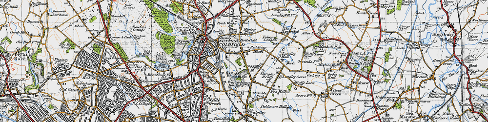 Old map of Sutton Coldfield in 1946