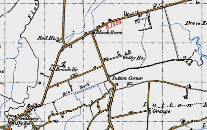 Old map of Sutton Corner in 1946