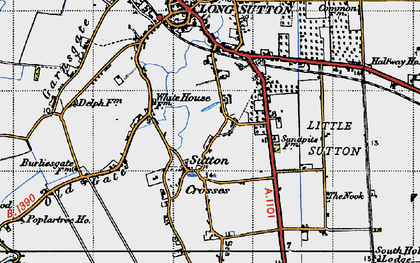 Old map of Sutton Crosses in 1946