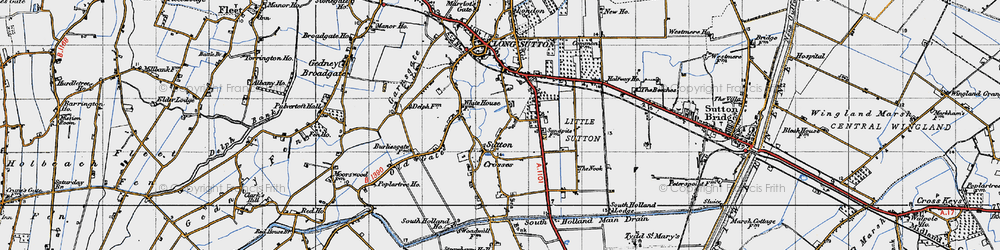 Old map of Sutton Crosses in 1946