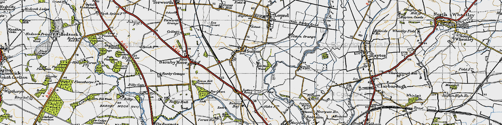 Old map of Sutton Cum Lound in 1947