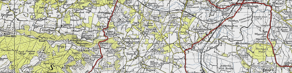 Old map of Bignor Park Cott in 1940
