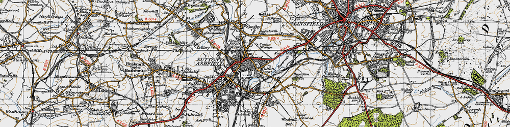 Old map of Sutton Forest Side in 1947